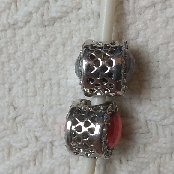 6 Beads Rhinestones Vintage for your bracelet pink, red & clear - Picture 3 of 5